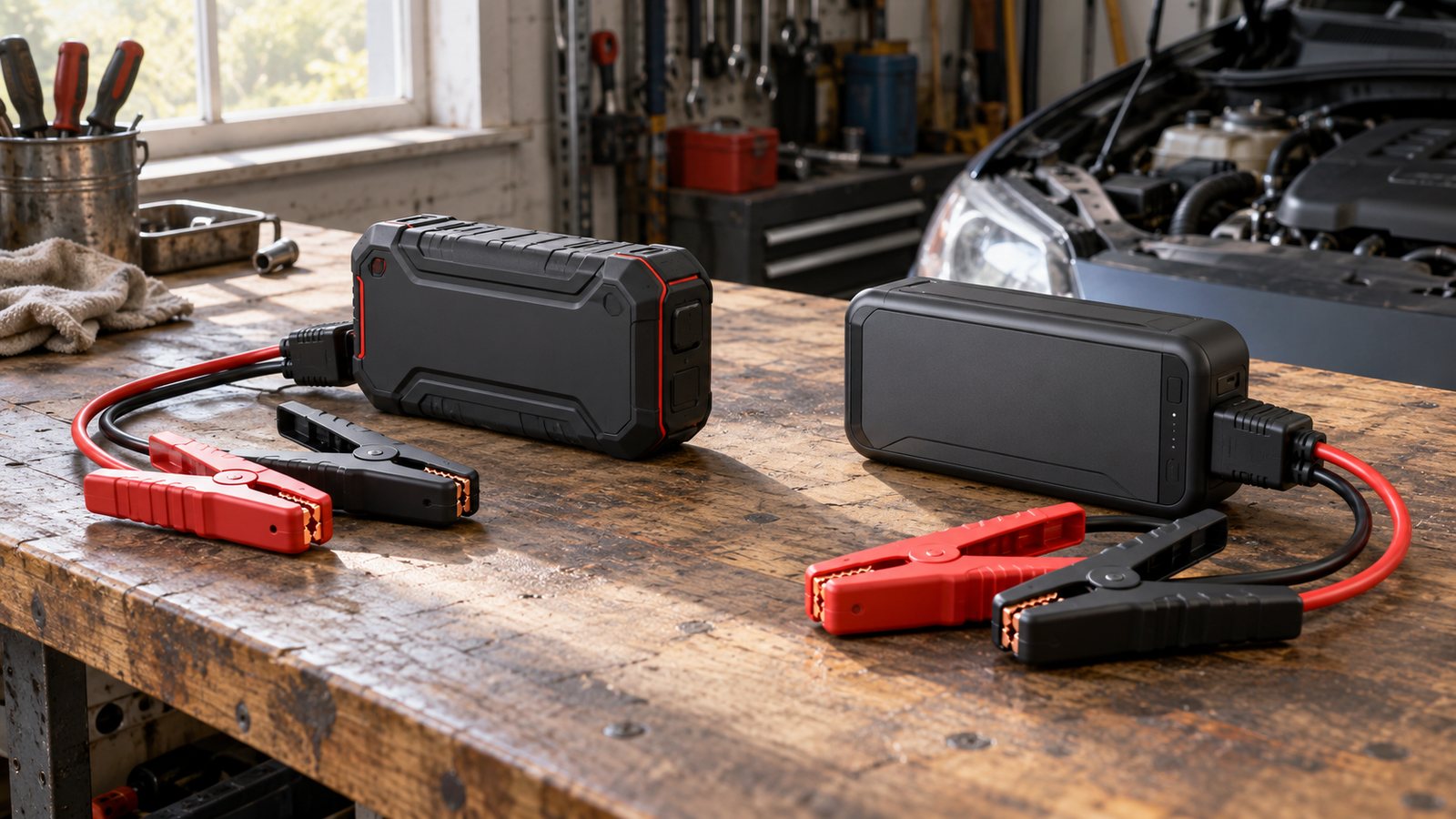 Two jump starters side by side (illustrative)